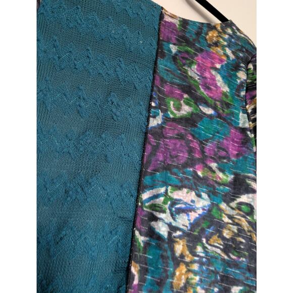 Mixed Media Colorful Art to Wear Top Women's Size Medium Boho Abstract Patchwork - Picture 3 of 8